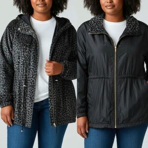 Reversible Leopard Print & Black Zip Jacket Women’s XXL